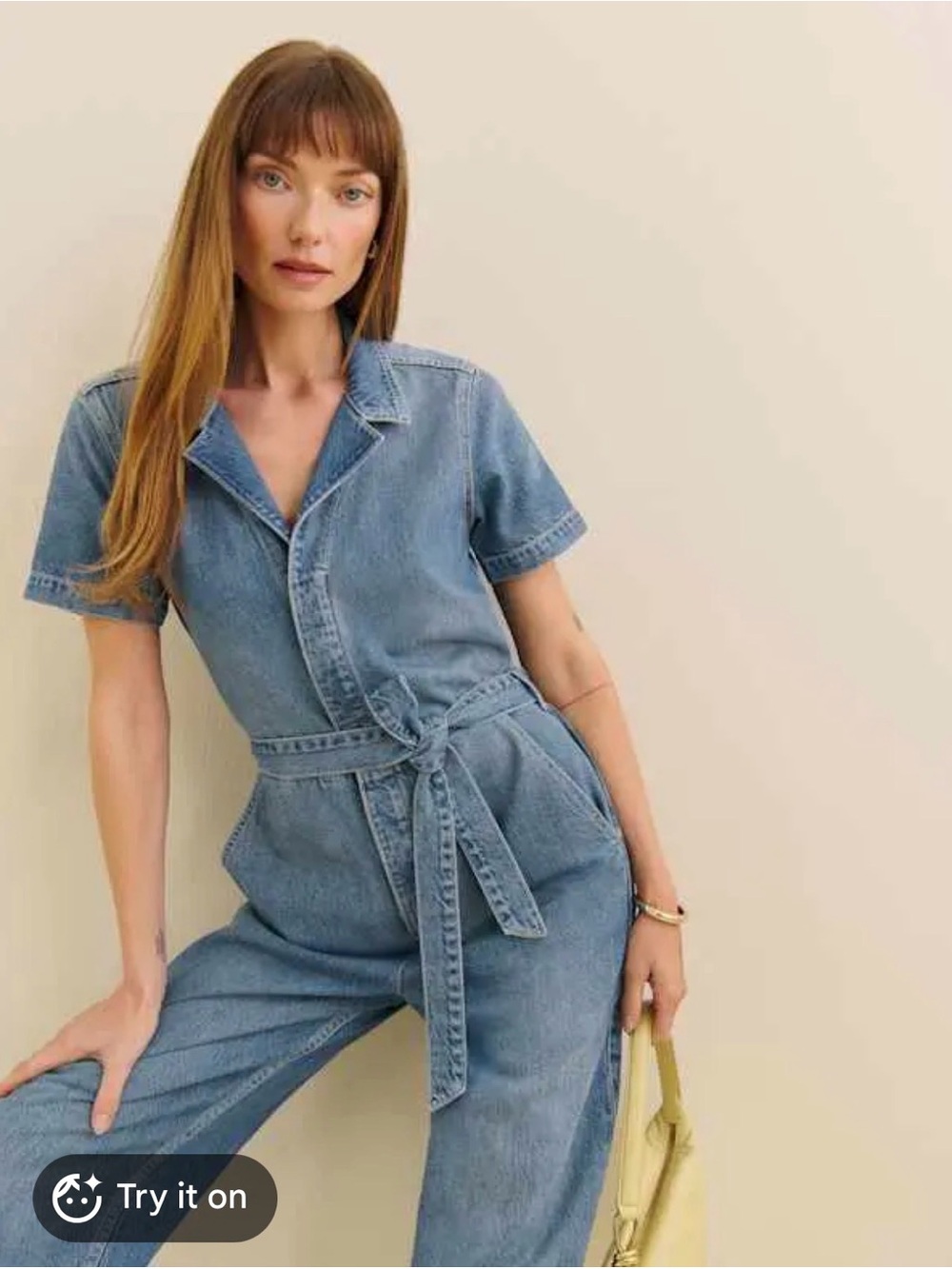 NWT Reformation Graham Lived-in Denim Jumpsuit